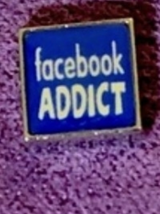 Facebook Addict Enamel Pin - Blue and White